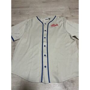 Chevrolet 11 Baseball Jersey Men's XL Beige Blue Red NWT GM Camaro Corvette